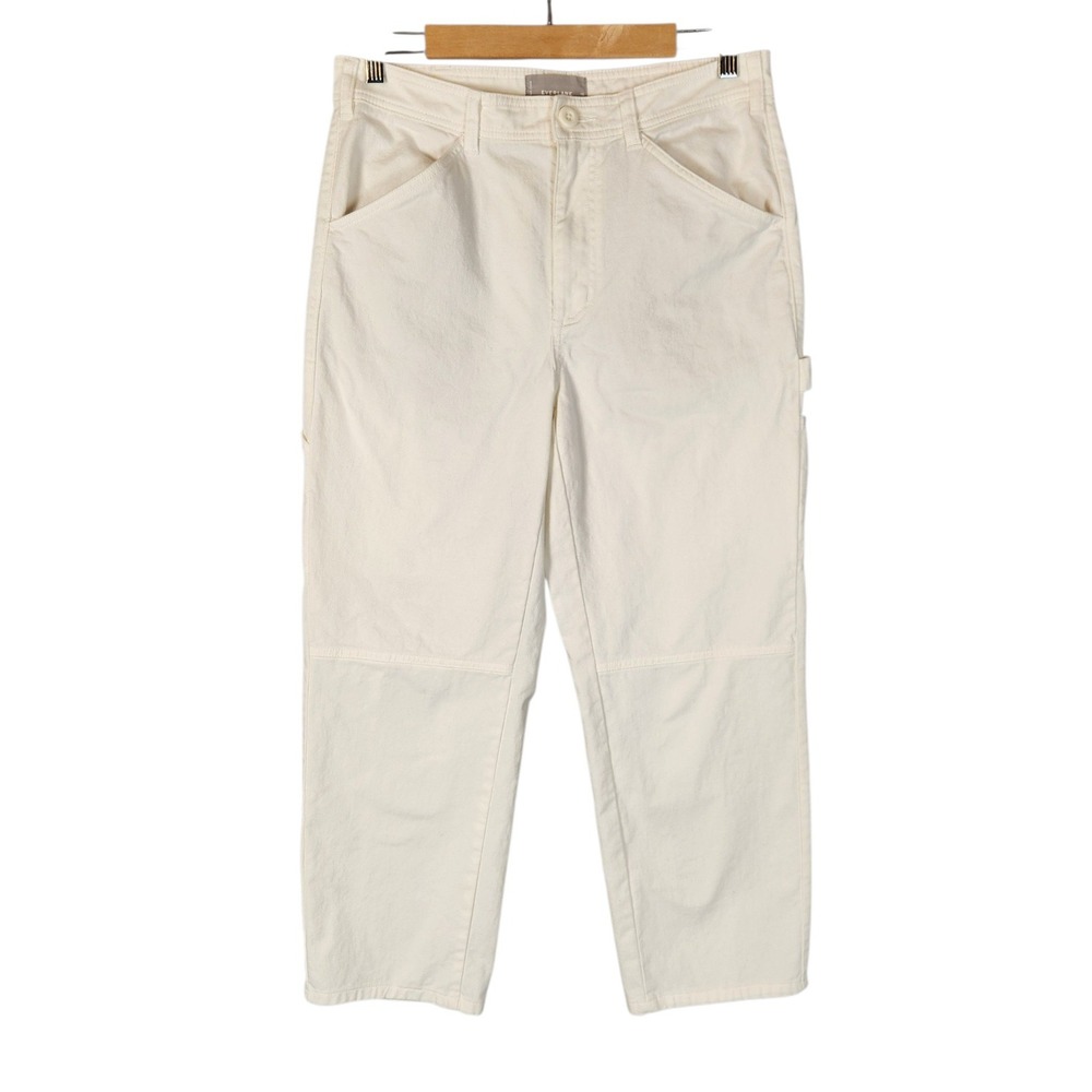 Everlane Carpenter Pants Size 10 Cream Canvas High Rise Utility Straight Leg